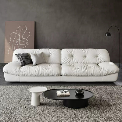 Italian minimalist living room genuine leather sofa designer straight row small apartment cream style lazy cloud sofa