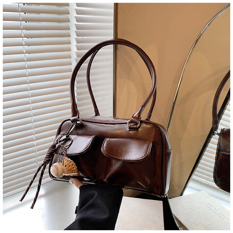 Retro underarm bag women's 2025 new textured tote shoulder bag niche large-capacity portable commuter bag