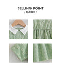 Exportsummergirldress doll collar short sleeve mint greenstereo small flower freshkids princess skirt skirt