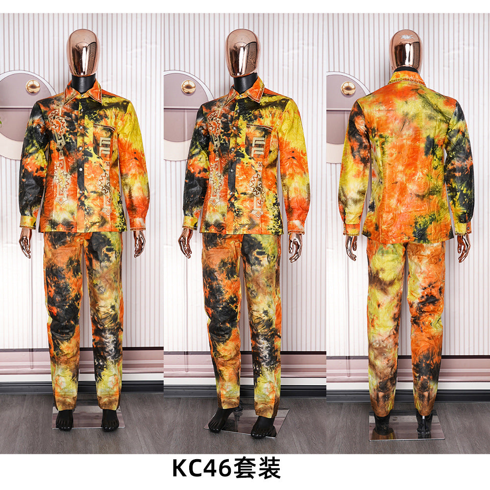 Hot-selling european and american export new arrivals: cross-border bestsellers - men's african fashion suit, digital print shirt and pants set