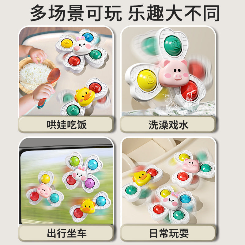 Baby high chair toy - cartoon suction cup spinning top - teething & early education - ages 0-1 year
