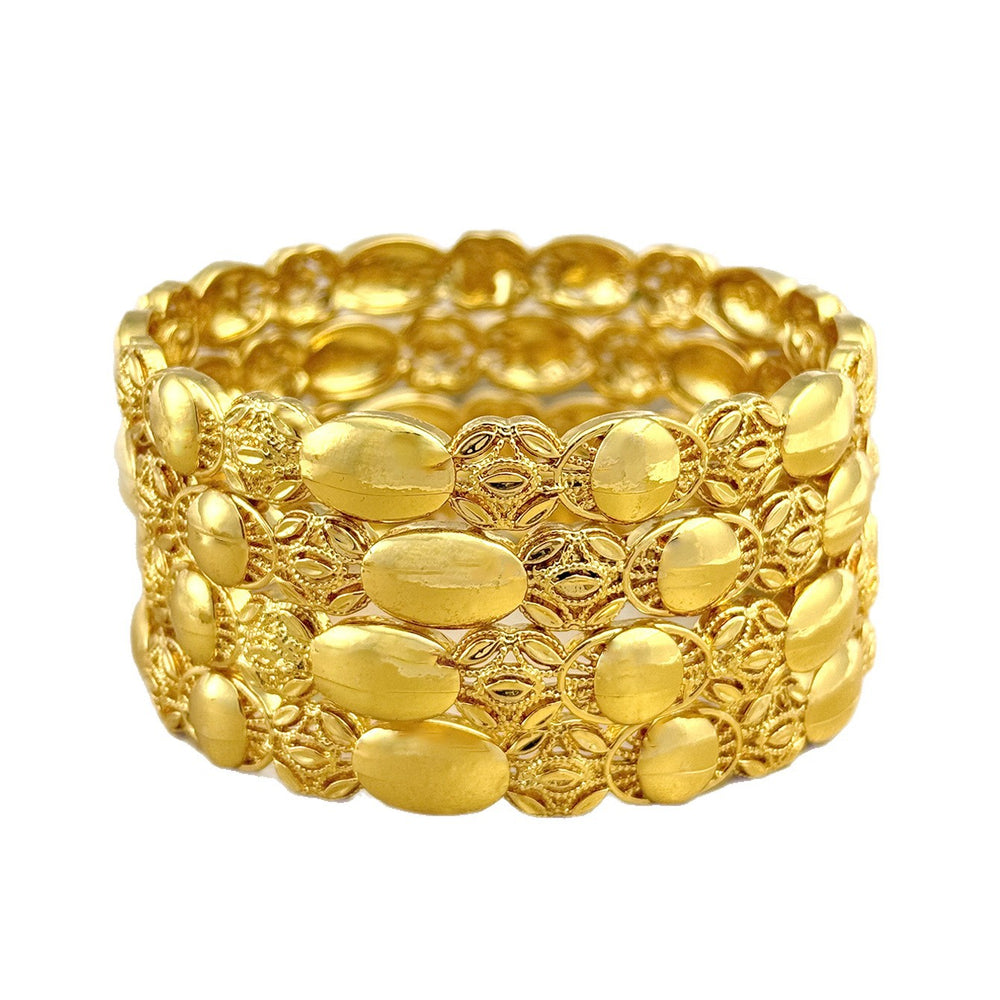 Middle eastern dubai filigree gold-plated bangle, bridal oval bead gold sand bracelet - cross-border wholesale & dropshipping available