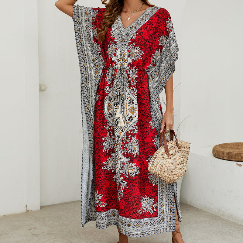 Sanya seaside vacation bohemia beach skirt exotic style loose bikini anti-scratch cover-up dress