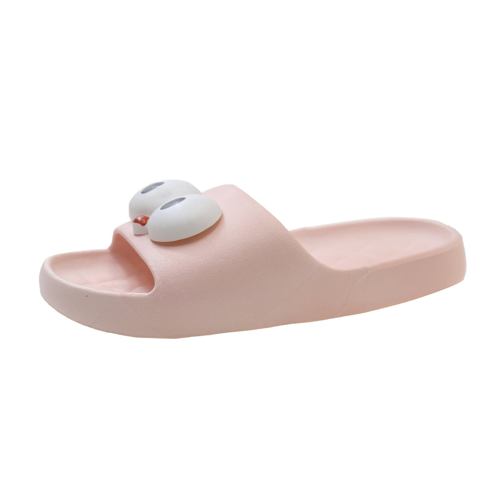 2024new arrival women's summer home cartoon big-eyed bird thick sole one-word casual beach slippers for women