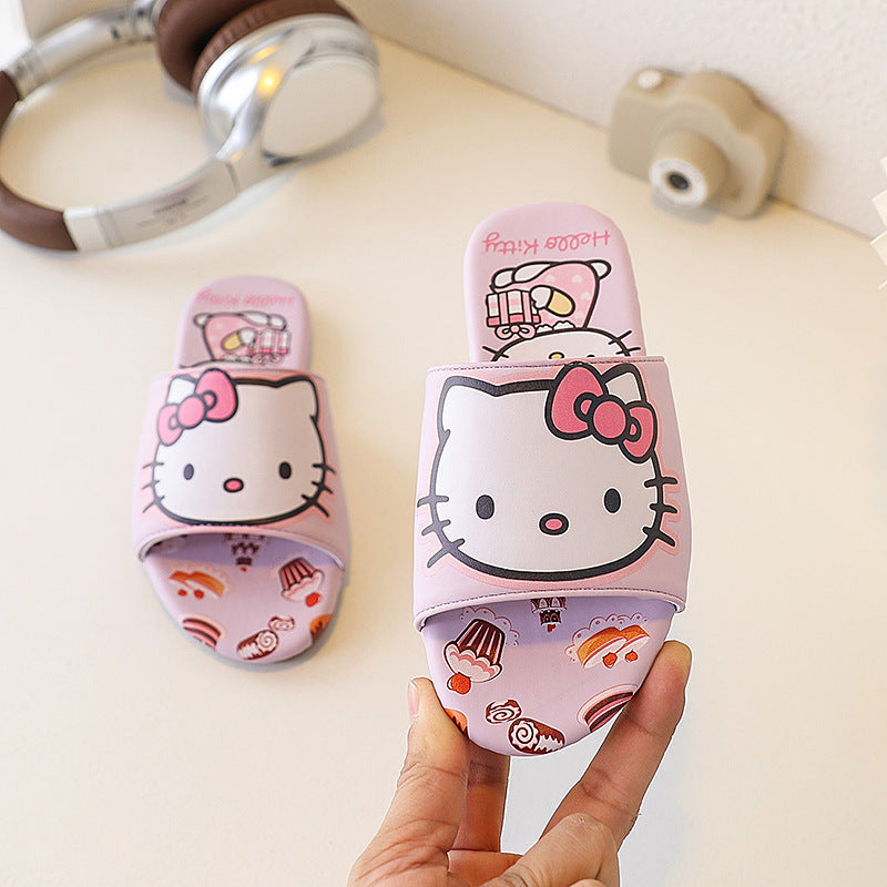 Ready-to-ship summer girls' indoor/outdoor slippers & sandals - comfortable casual shoes with bow detail for little girls (sizes for mid-to-large children)