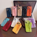 Suitable for apple 16promax to turn into 17 small v pattern plain leather wristband mobile phone case iphone17pro anti-fall case 14