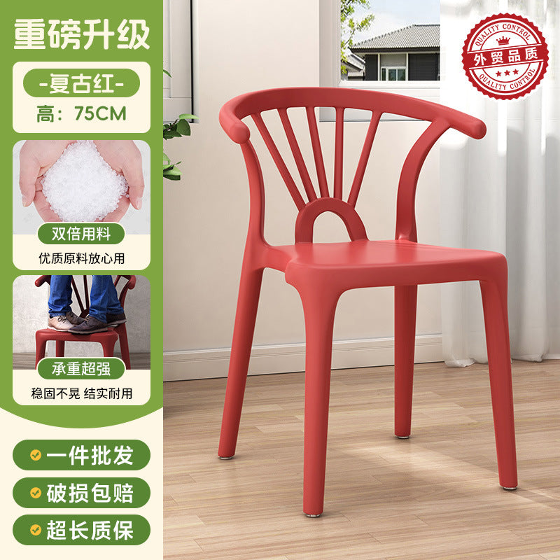 Scandinavian dining table and chairs modern casualthickened stool plastic chair dining chair for home backrest desk chair stackable stool