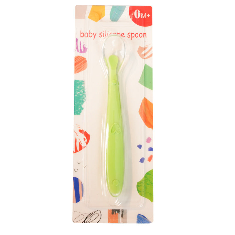 English card pack, baby silicone spoon, soft head spoon, baby training spoon, children's tableware cartoon silicone spoon