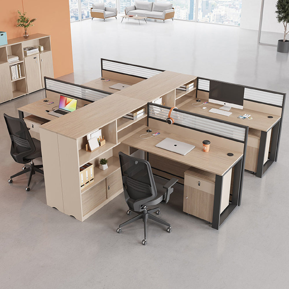 Saint li office desk - minimalist modern 2/4/6/8 seater partitioned workstation office desk and chair set