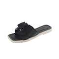 Trendy new square-toe fairy style bow slippers - women's summer outdoor fashionable versatile flat anti-slip sandals