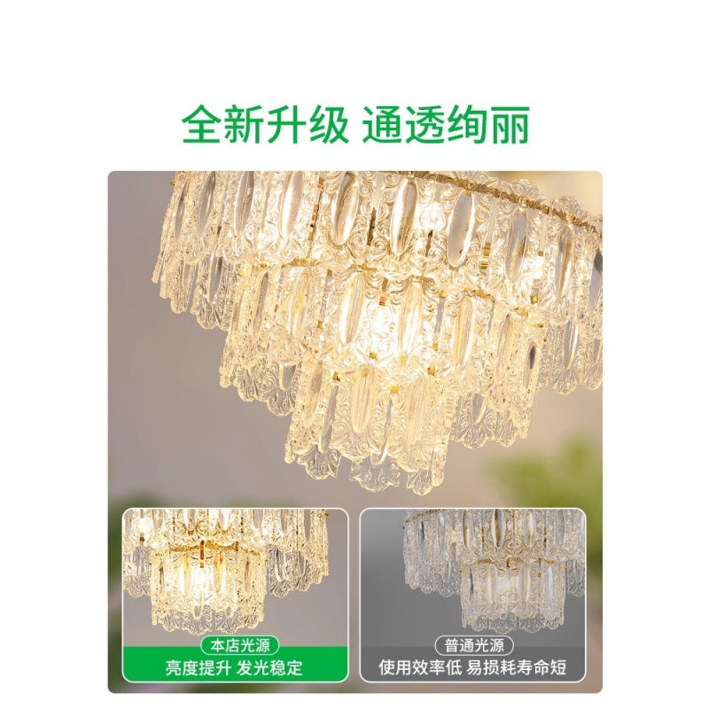 Living room chandelier French simple crystal chandelier dining room master bedroom lighting combination light luxury living room main light 1