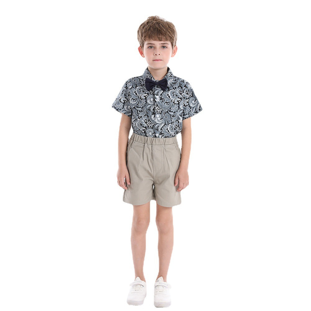 boys' summer outfit set: new, stylish, and trendy baby shirts with short sleeves, perfect for vacation, cool and handsome beach style for kids
