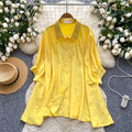 Relaxed and effortless style women's summer top - european fashion design, heavily embellished with rhinestones, single-breasted batwing sleeve blouse