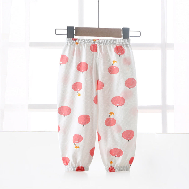 Baby pants summer boys and girls anti-mosquito pants thin baby pure cotton bloomers lightweight breathable cartoon printing pants