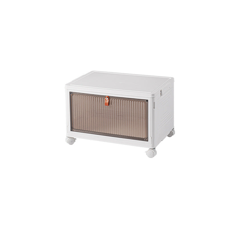 Storage box with wheels Removable snack storage cabinet Household clothing Multi-layer storage box Transparent dust-proof finishing box