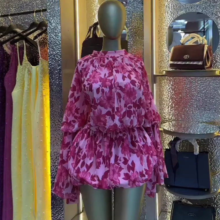 European and american cross-border women's fashion:  summer new arrivals - elegant, sweet, and fresh floral print, slim-fit, short dress