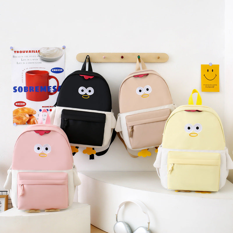 Primary and secondary school students schoolbag Japanese cartoon women's shoulder bag cute soft cute chicken foreign style girl schoolbag pencil case