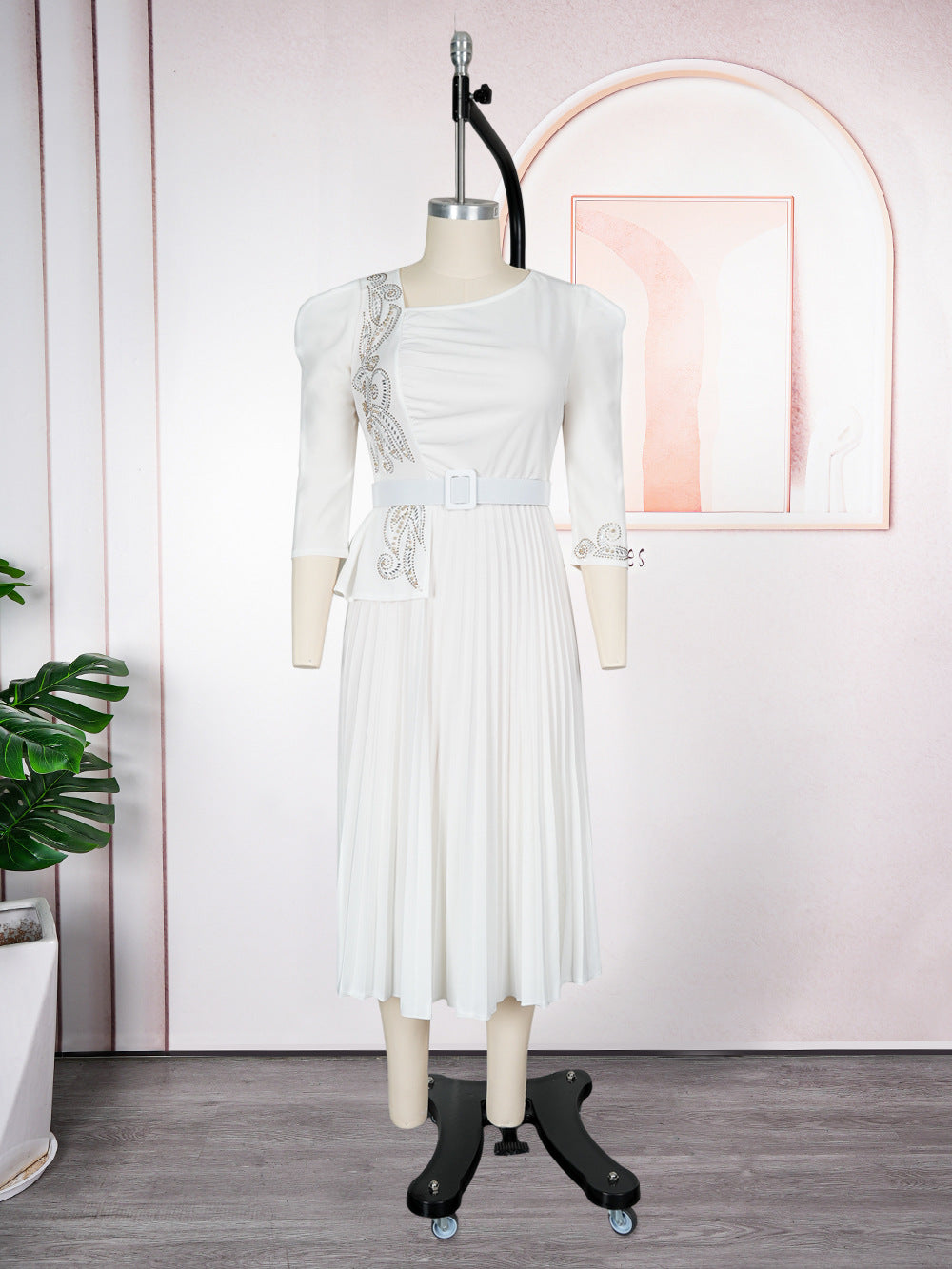 Amazon fashion elegance commuting pleated skirt cross-border women's clothing african foreign trade women's clothing plus size pleated dress
