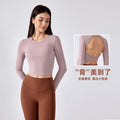 Sexy cutout back yoga top - long sleeve, cropped length with built-in bra pads - perfect for running, fitness, and workouts - daw186