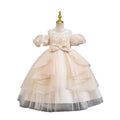 New in stock puff sleeve children's dress sequin wedding dress princess dress girls performance dress kids dress