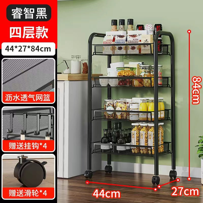 Kitchen storage rack vegetable floor-standing movable trolley multi-layer storage rack for home fruit and vegetable multi-functional vegetable rack