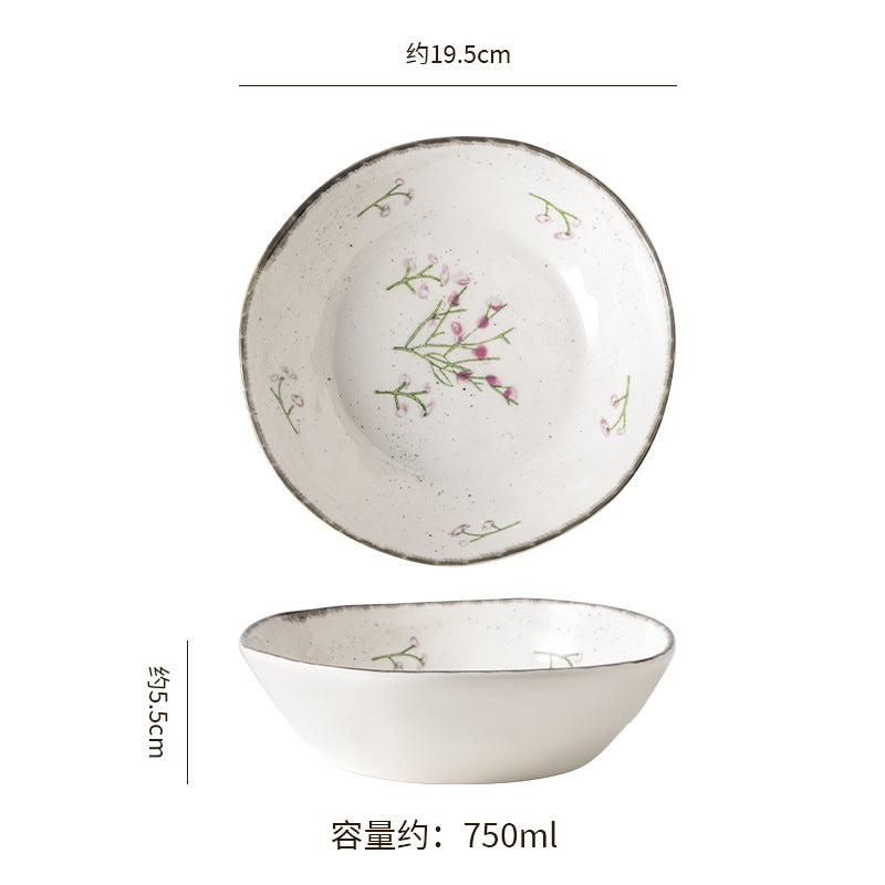 European retro irregular ceramic bowl, plate, and dish set - stylish, high-value tableware for restaurants and home use, rustic farmhouse ceramic dinnerware set
