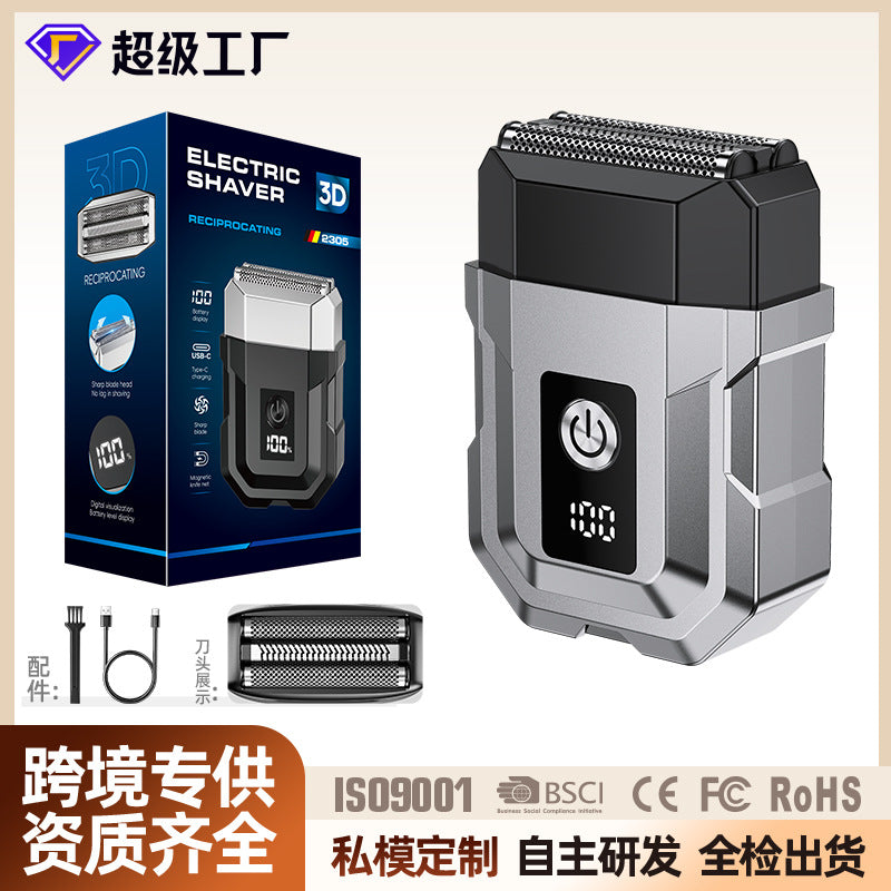 New triple-blade reciprocating shaver - portable, waterproof, men's beard trimmer, car electric razor