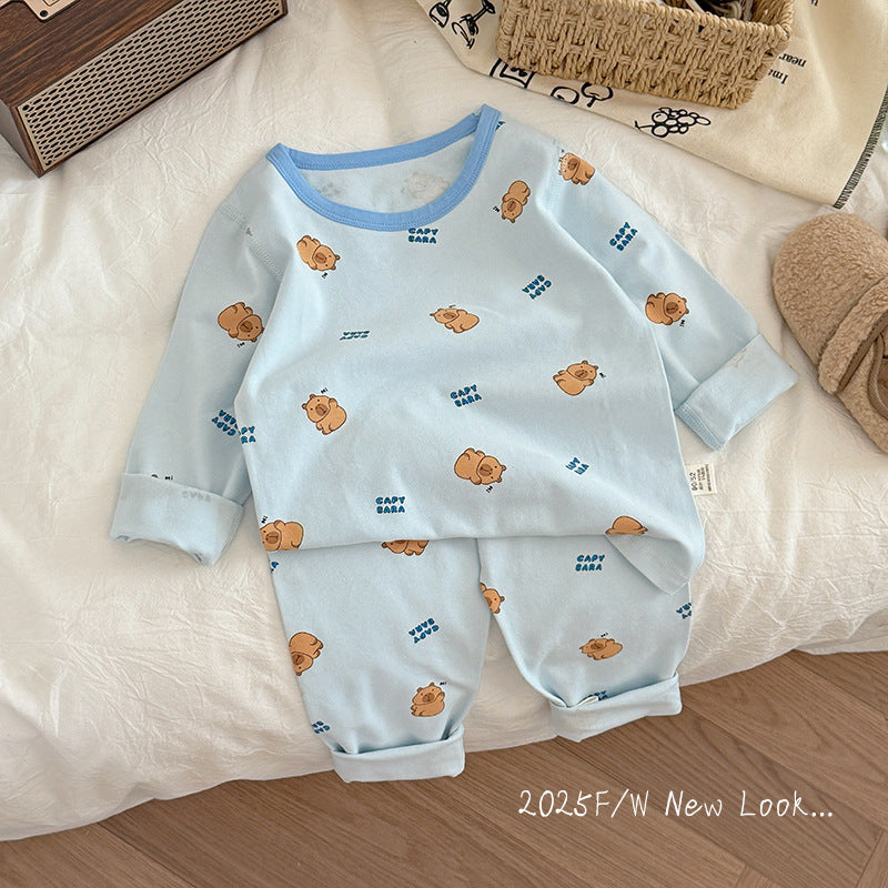 Kidspure cotton autumn clothes autumn trousers intimates xinjiang long-staple cotton new arrivalkidslong sleeves home clothes boys and girls suit