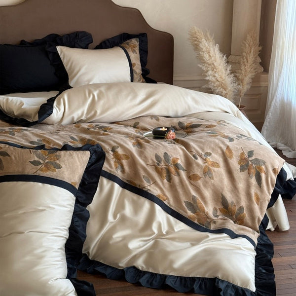 Treated water retro wind 100S pure cotton lotus leaf edge four-piece set, pick up the leak price 350 yuan free shipping does not support return and exchange