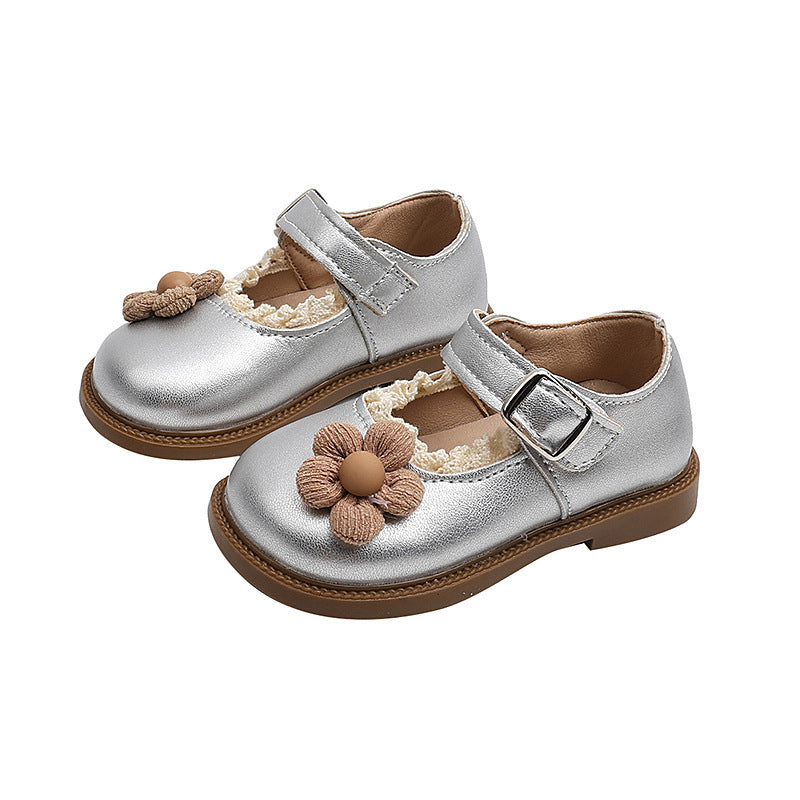 Girls' cute sunflower princess shoes - new autumn  korean style soft sole flats for kids, baby moccasins