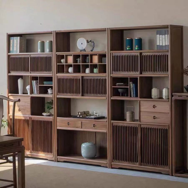 Chinese bookcase tea solid wood tea set Bogu shelf Duobao Pavilion display cabinet display shelf bookshelf Elm shelf tea room