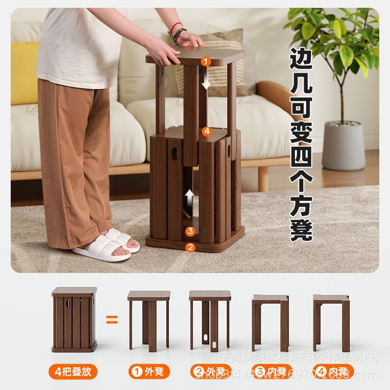 Solid wood stool for home stackable bench tall round stool stacking stool restaurant stacking guest spare dining chair combination stool