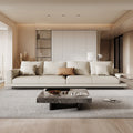Custom modern living room sofa - connery cream style leather art - premium genuine leather - high-end villa design - large apartment