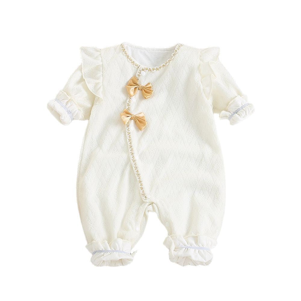 Baby spring autum tweed style double layer long sleeves jumpsuit, western style, cute princess, newborn baby girl outing clothes