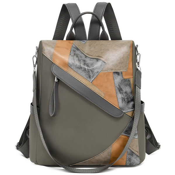 Women's backpack new soft leather women's fashion leather bag anti-theft Oxford cloth nylon single shoulder crossbody large capacity student