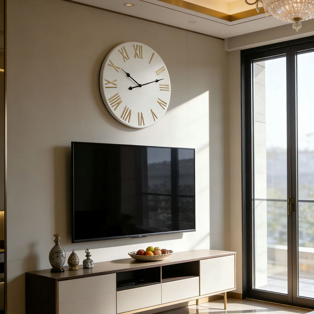 New retro roman numeral silent wall clock - quartz clock for living room, bedroom, home decor, and stylish wall mount