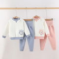 Wholesale baby thermal underwear set, pure cotton thickened quilted, unisex autumn/winter pullover high-waisted belly protection underwear set