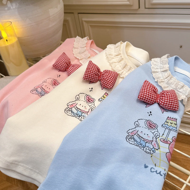 Spring new arrivalgirlfashionsweatshirtkidsoutwearlong sleevesfashionable bottom baby girltopst-shirt children's clothing trendy t