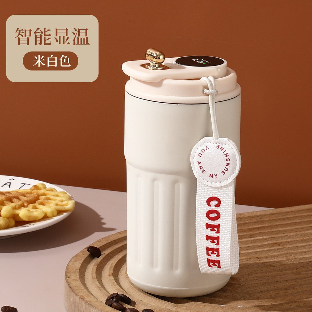 Smart coffee mug - 316 stainless steel, stylish design, car-friendly vacuum insulated thickened thermos, portable travel mug for students