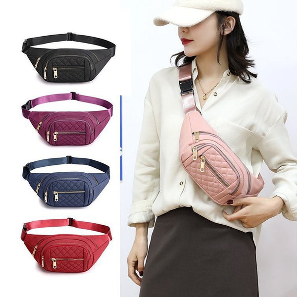 Women's versatile solid color nylon messenger bag single shoulder outdoor simple running bag casual multi-functional fanny pack wholesale
