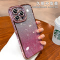 Sparkling electroplated rhinestone iphone 17 pro case - water ripple gradient glitter apple 16 soft case 14