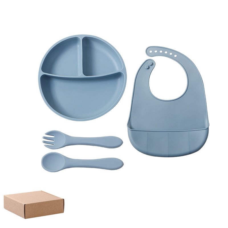Kids' meal set: food-grade silicone utensils, baby bib, and fork & spoon - bestselling baby dining essentials (3-piece set)