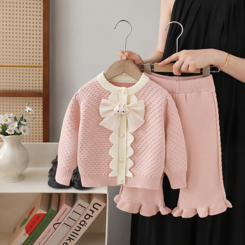 Girls' sweater cardigan -  autumn new collection - sweet princess style with bow detail