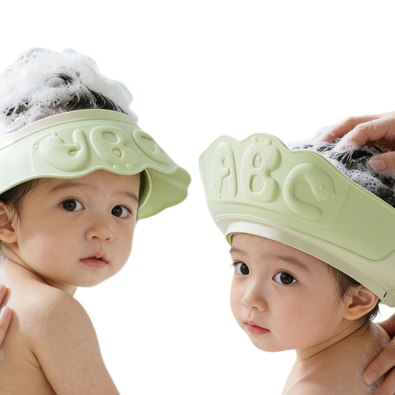 Baby cartoon shampoo cap - adjustable, waterproof, ear & eye protection, kids bath visor, water-shedding shampoo shield