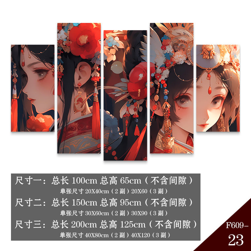 Guochaofeng wall decoration painting Hot pot restaurant hotel box background wall mural Peking Opera Huadan face painting