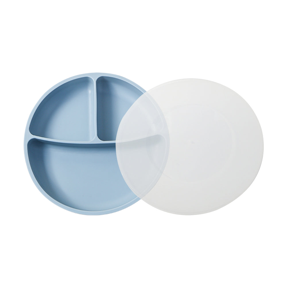 Kids dinner plate platinum silicone baby dinner plate infant suit complementary food compartment large suction cup smiley face maternal and infant products
