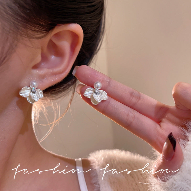 French cream white clover pearl earrings - unique design, high-end earrings & studs - new 2026 accessories