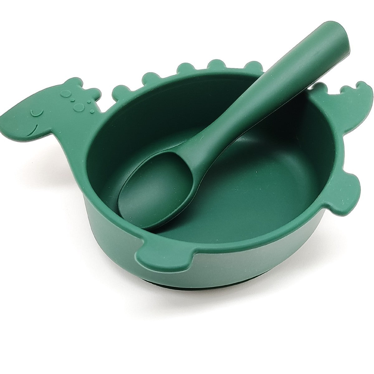 Cross-border hot-selling silicone dinosaur bowls and spoons, Mengqu non-slip tableware two-piece set, baby complementary food silicone bowls and spoons wholesale
