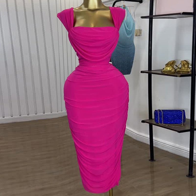 European and american cross-border women's fashion:  summer new arrival - elegant square neck cropped top and bodycon midi skirt fashion set
