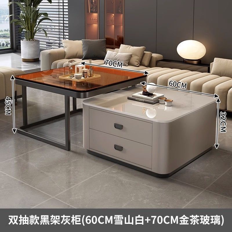 Rock slab coffee table accessible luxury modern casual square small apartment popular living room for home glass new arrival marble table